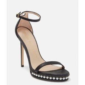Stuart Weitzman Nudistdisco Black Pearl Platform Sandals Stiletto Heels 8.5‎